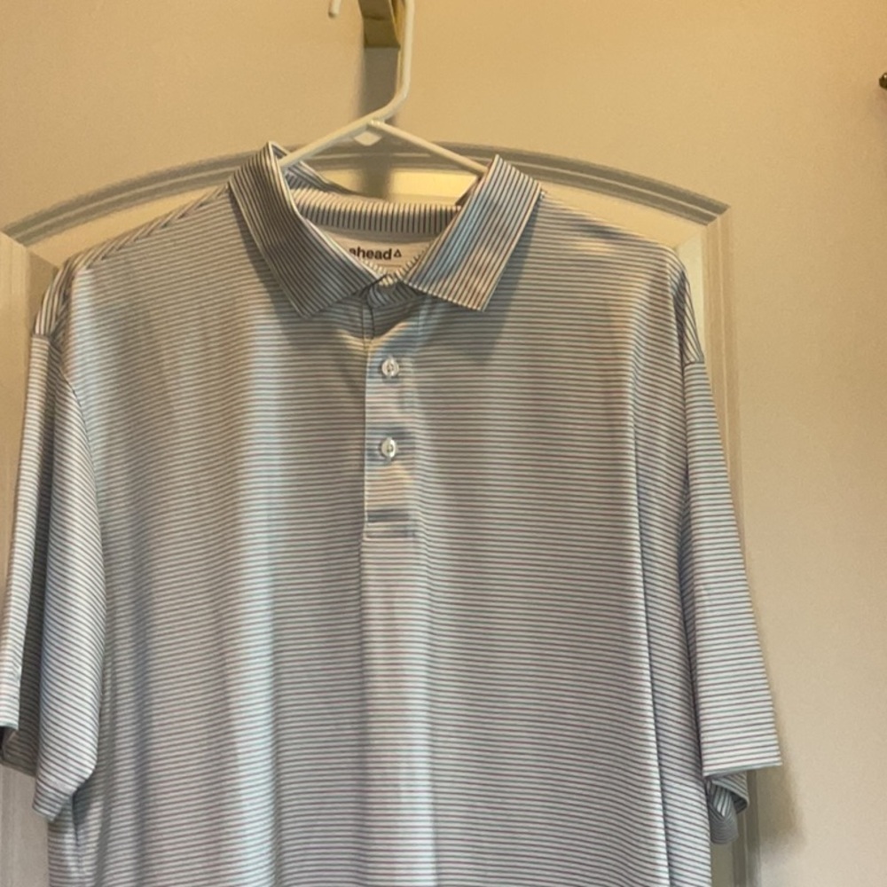 Ahead Men's Striped Polo Shirt - White with Stripes